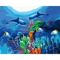 DIY Paint by Numbers Kit for Adults Peacock Green Blue Paint by Numbers Landscape Scene Paintings Arts Craft for Home Wall Decor 24 Acrylic Paints 20x16 Pre-Printed Art-Quality Canvas 3 Brushes